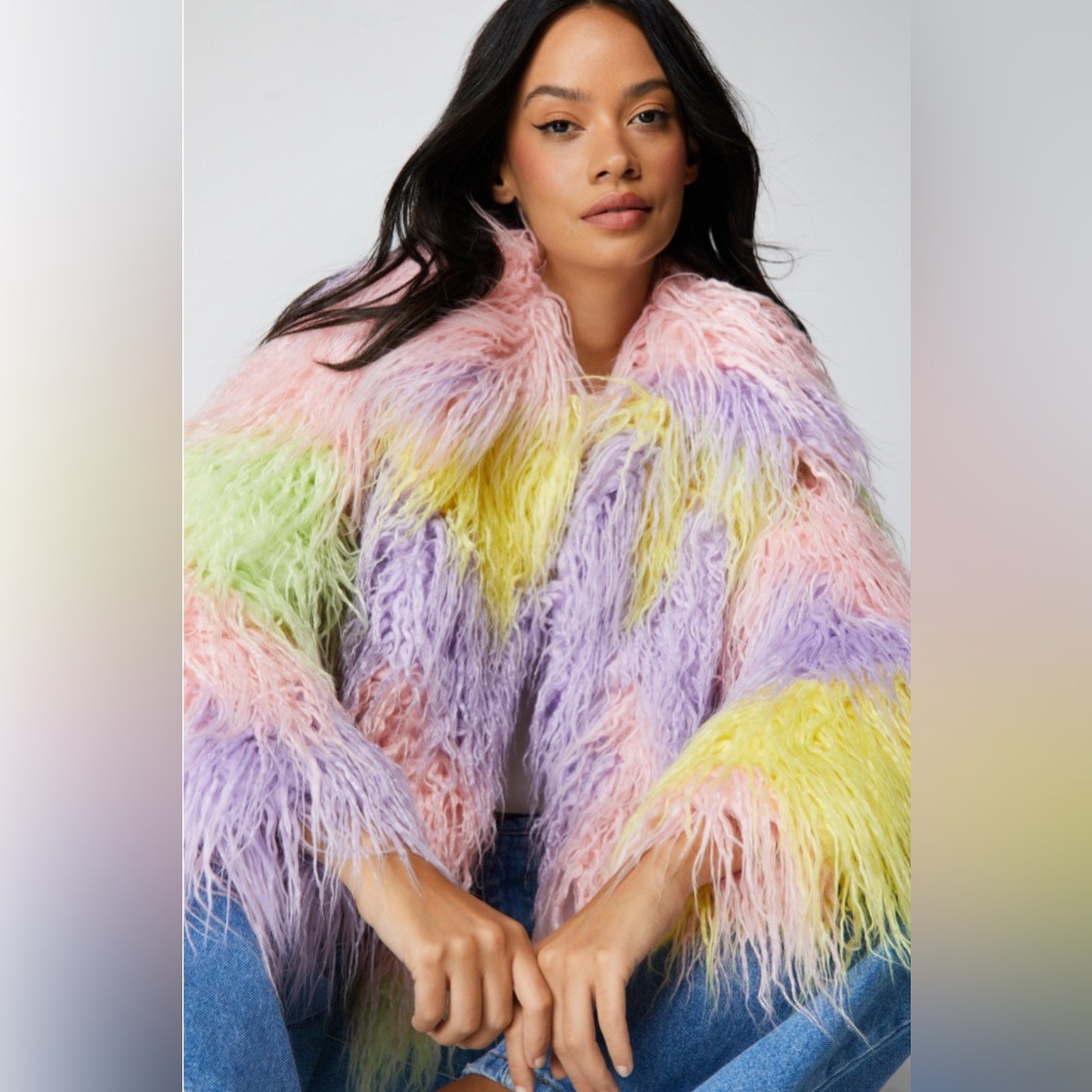 Colorful Faux Fur Jacket